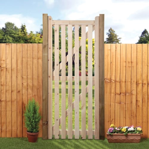 Open Slatted Tall Timber Gate Kit - 990 x 1829mm